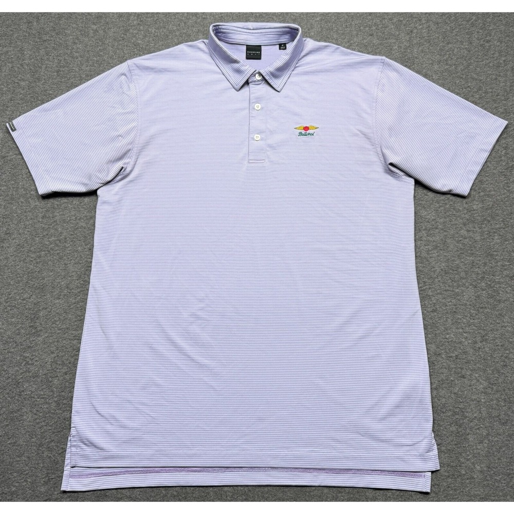 Dunning Polo Shirt Mens XL Baltusrol Golf Club Purple White Stripe‎ Performance